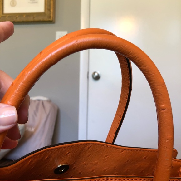 MK Large Orange Ostrich Bag Hamilton - Picture 7 of 8